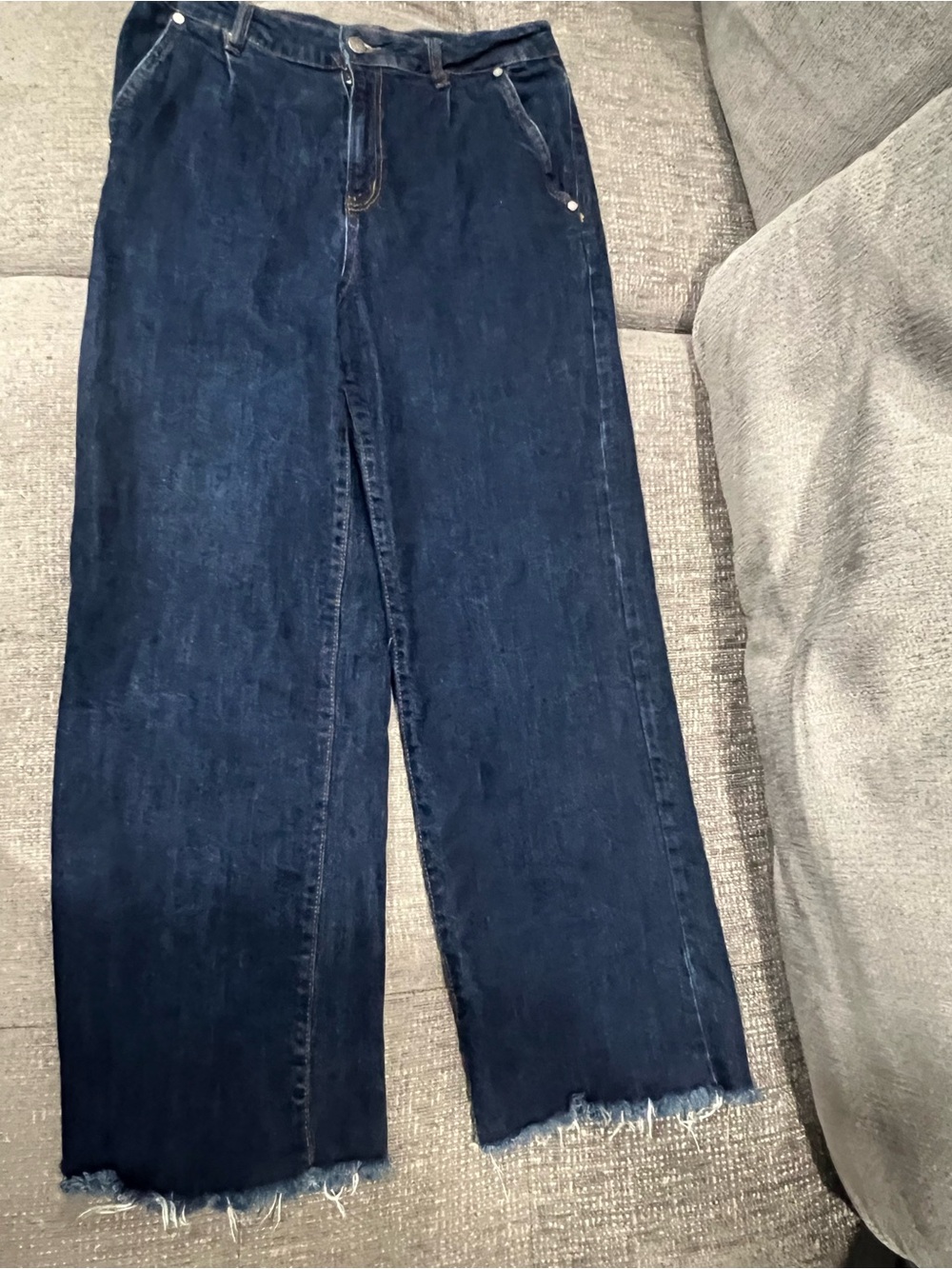 Oat New York Wide-Leg Jeans in Dark Indigo with Raw Hem